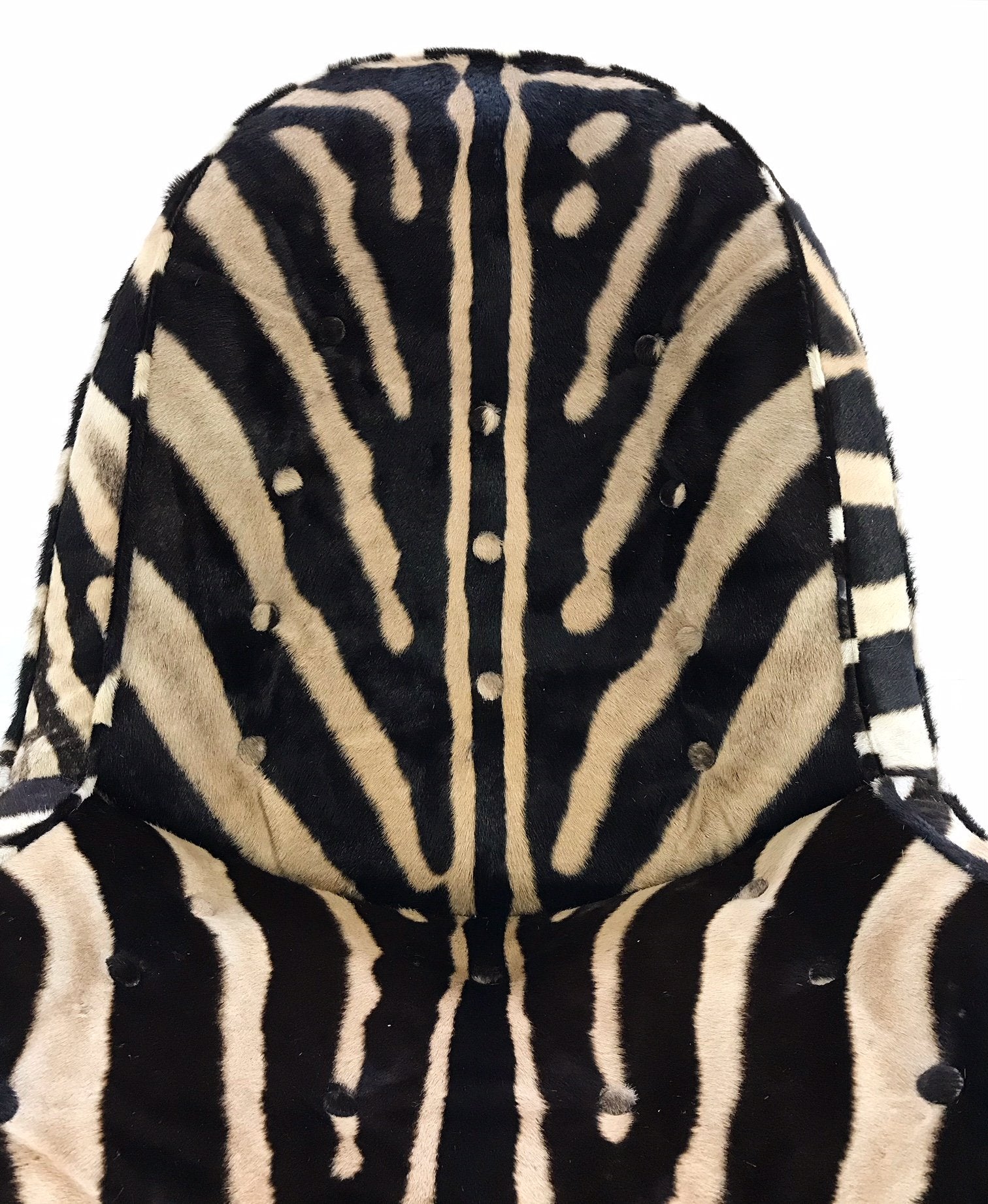 Mid-Century Lounge Chair with Ottoman Restored  and Reupholstered in Zebra Hide