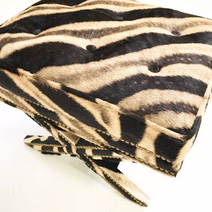 Billy Baldwin Style X Bench Ottoman Reupholstered in Zebra Hide