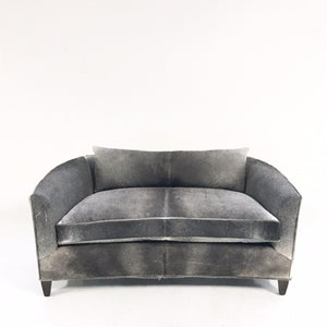 Modern Loveseat Sofa Restored and Reupholstered in Brazilian Cowhide