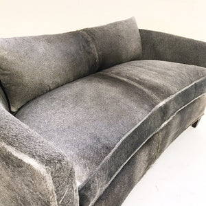 Modern Loveseat Sofa Restored and Reupholstered in Brazilian Cowhide