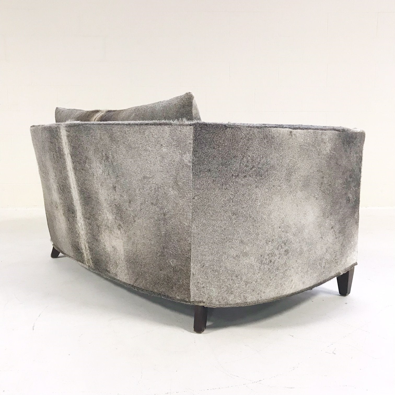 Modern Loveseat Sofa Restored and Reupholstered in Brazilian Cowhide