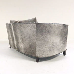 Modern Loveseat Sofa Restored and Reupholstered in Brazilian Cowhide