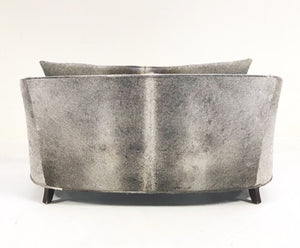 Modern Loveseat Sofa Restored and Reupholstered in Brazilian Cowhide
