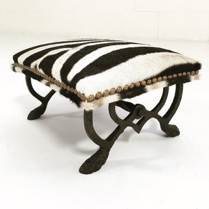 Iron Foot Stool in Zebra Hide