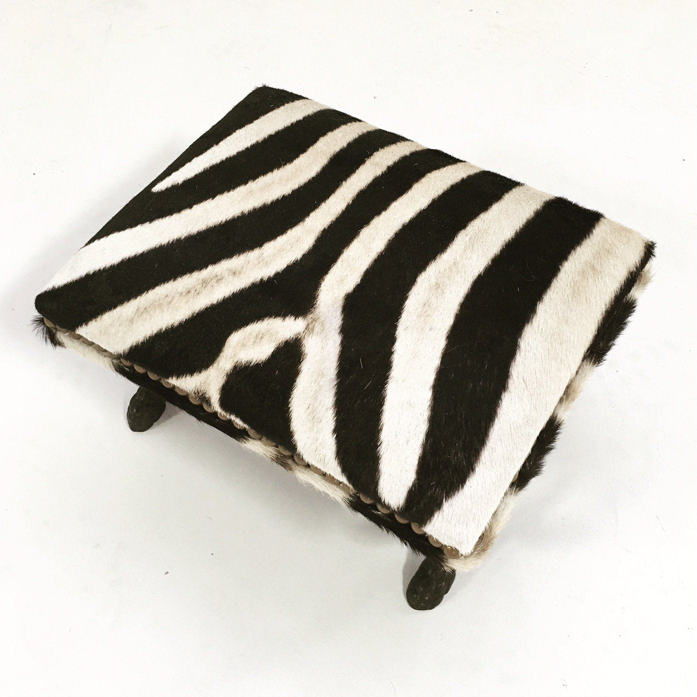 Iron Foot Stool in Zebra Hide