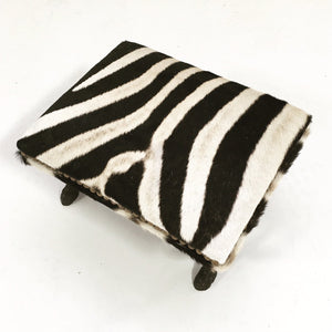 Iron Foot Stool in Zebra Hide