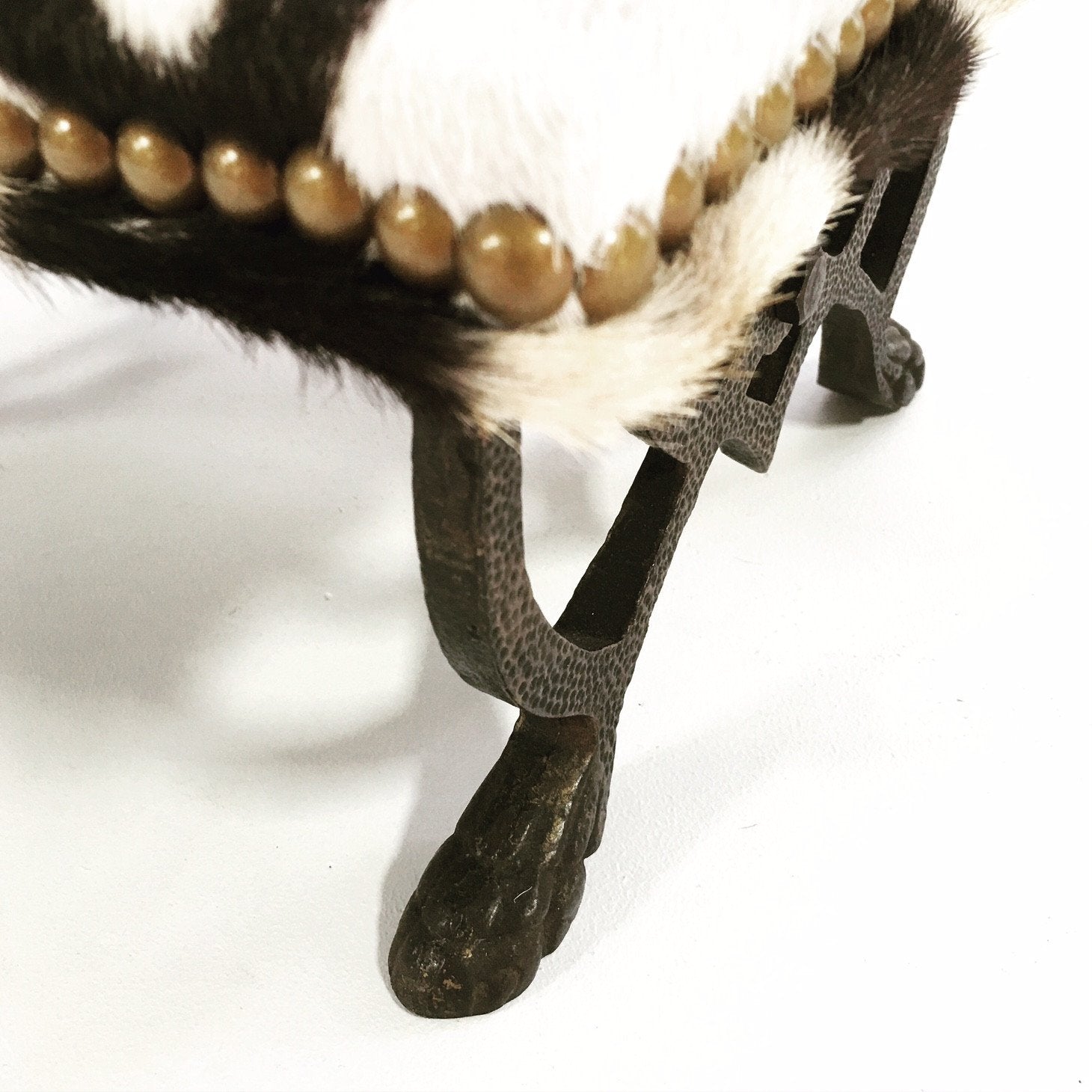Iron Foot Stool in Zebra Hide