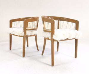 Edward Wormley for Drexel Armchairs in Brazilian Sheepskin