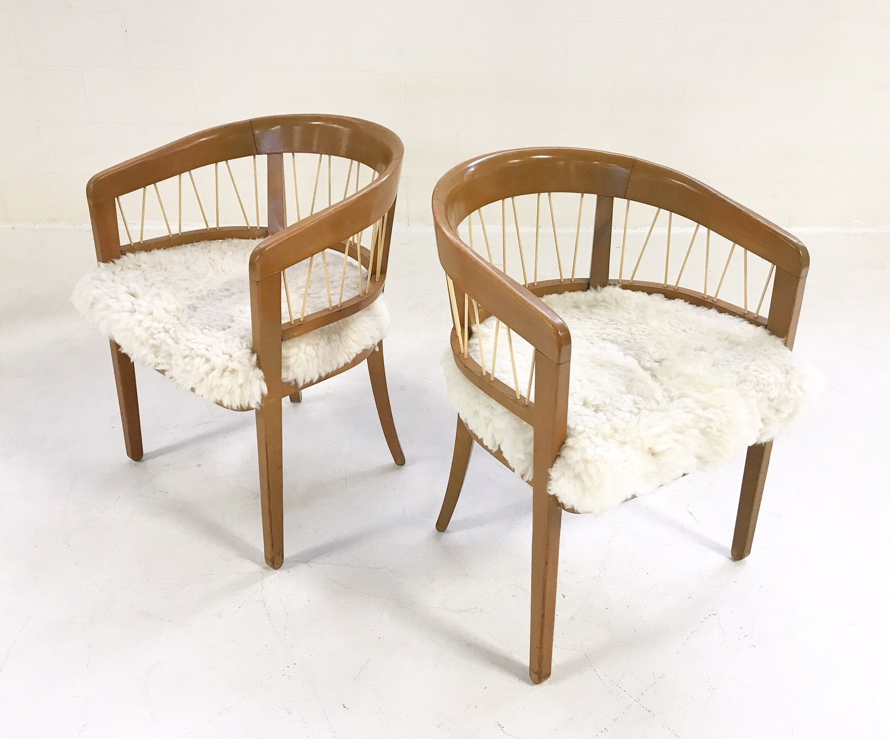 Edward Wormley for Drexel Armchairs in Brazilian Sheepskin