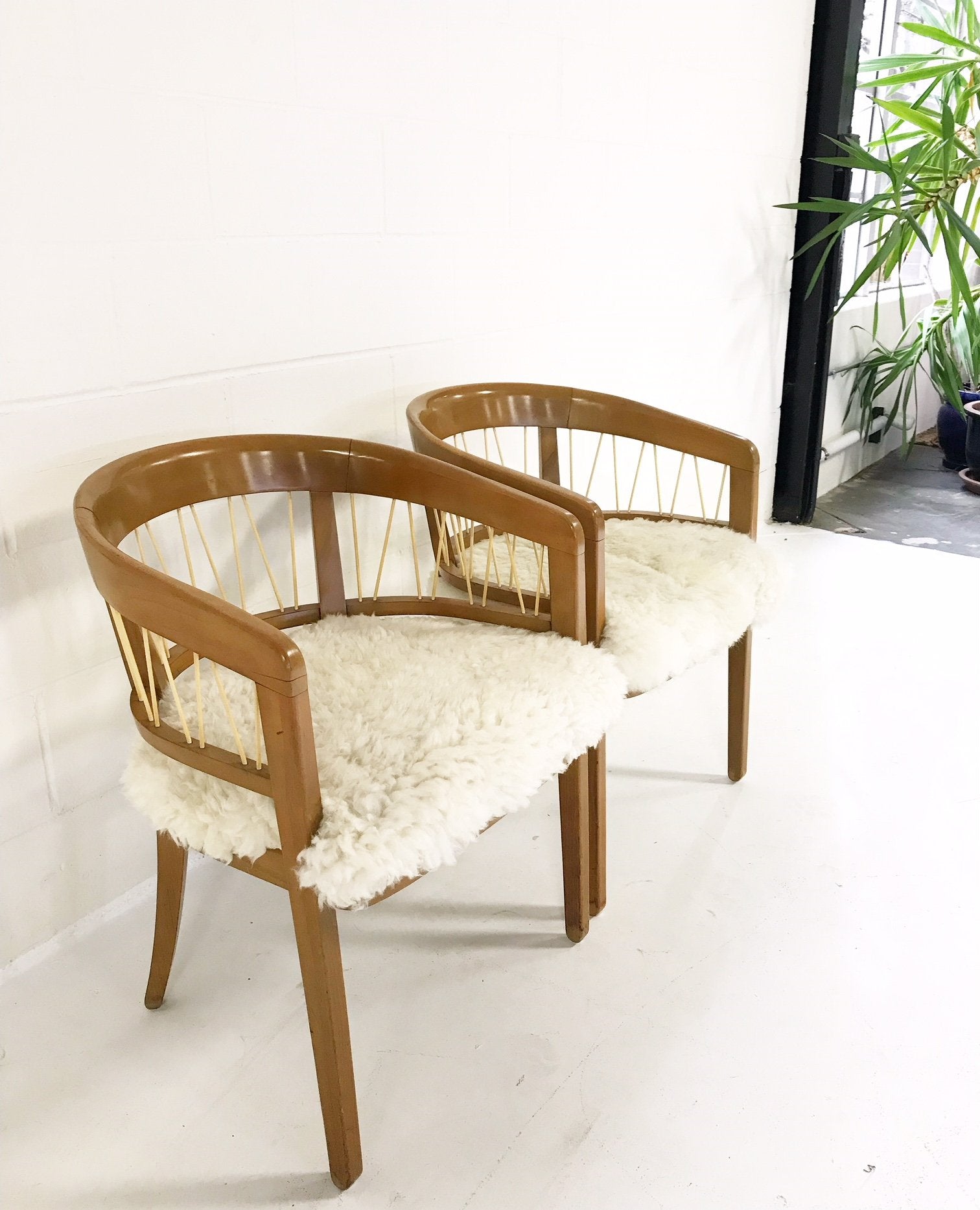 Edward Wormley for Drexel Armchairs in Brazilian Sheepskin