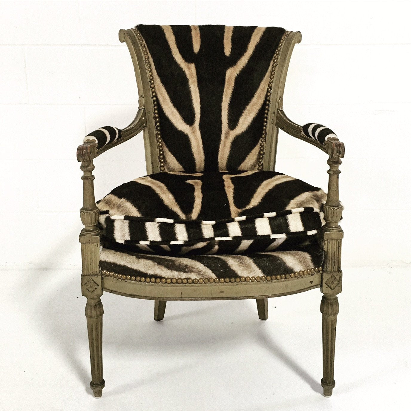 French Boudoir Armchair in Zebra Hide