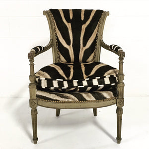 French Boudoir Armchair in Zebra Hide