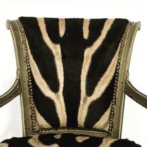 French Boudoir Armchair in Zebra Hide
