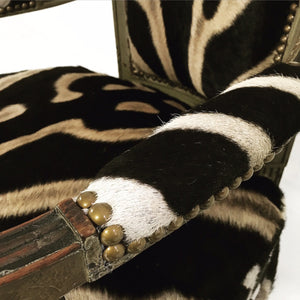 French Boudoir Armchair in Zebra Hide