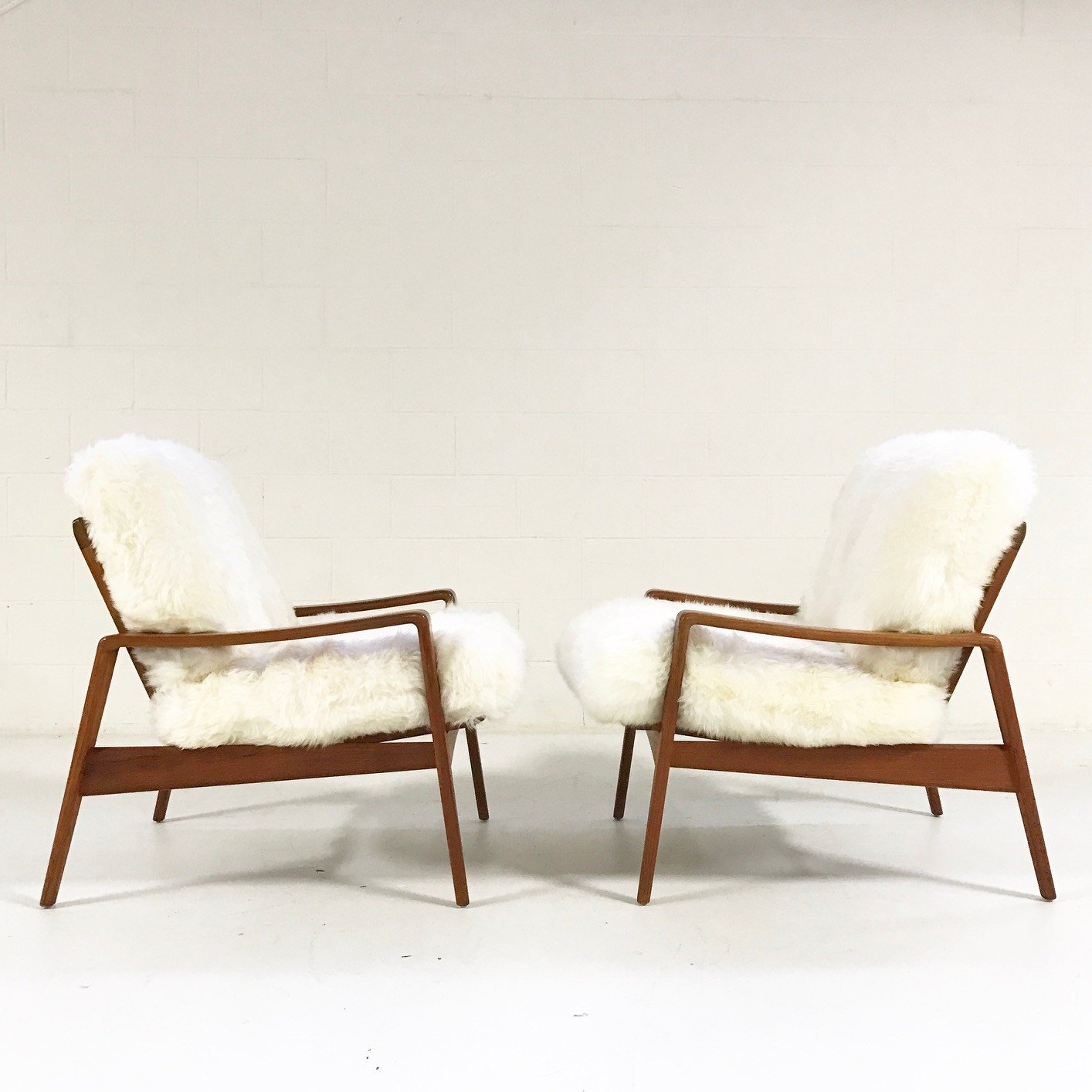 Danish Lounge Chairs by Arne Wahl Iverson for Komfort in Sheepskin