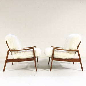 Danish Lounge Chairs by Arne Wahl Iverson for Komfort in Sheepskin