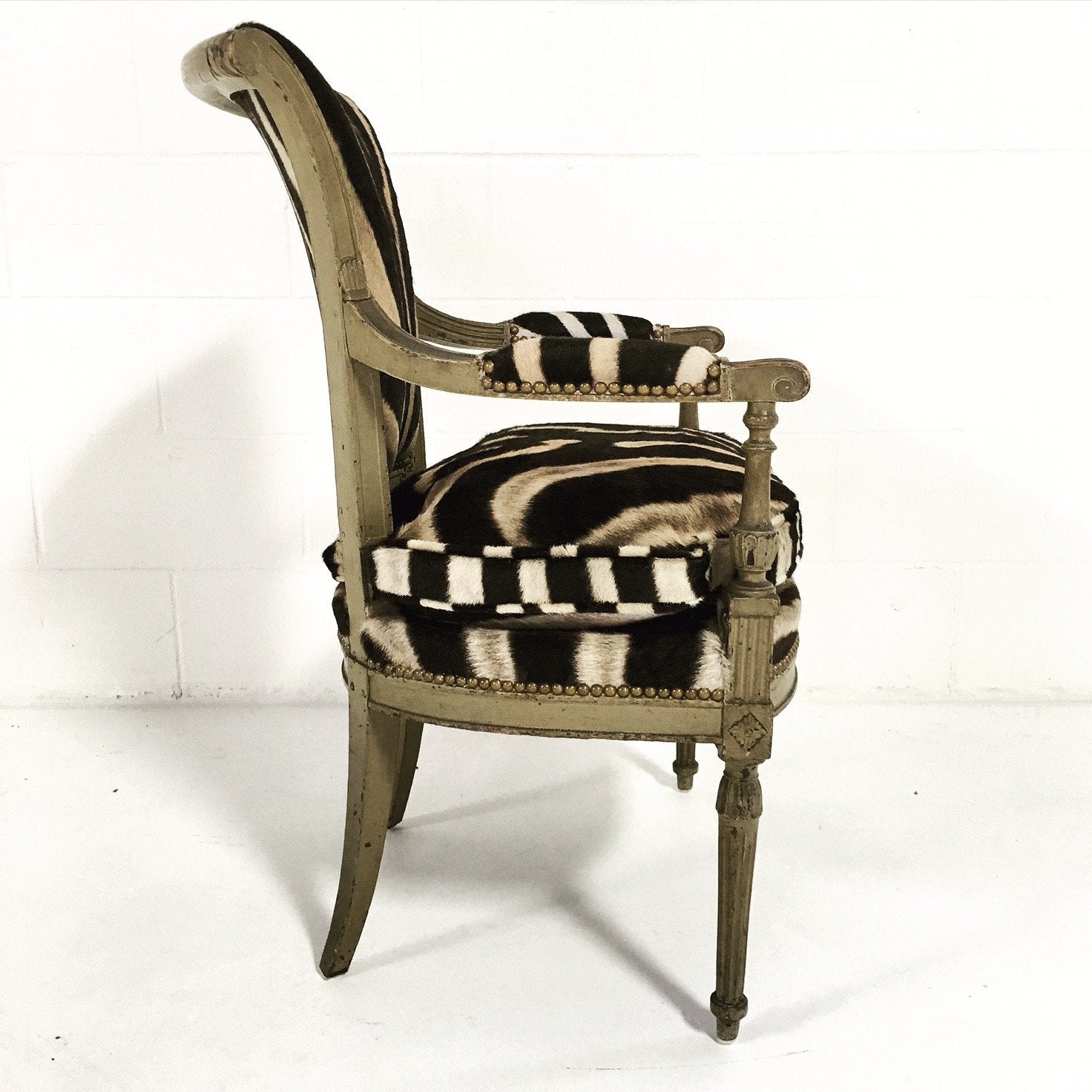 French Boudoir Armchair in Zebra Hide
