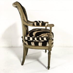 French Boudoir Armchair in Zebra Hide