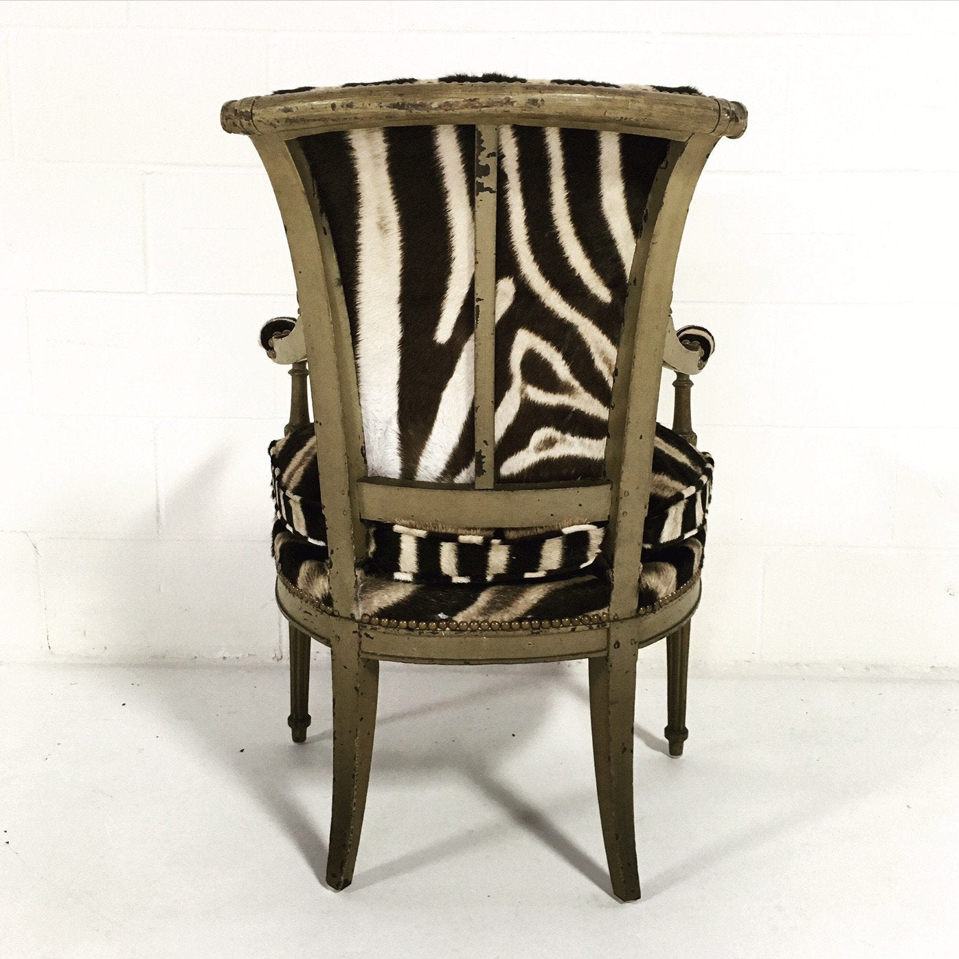 French Boudoir Armchair in Zebra Hide