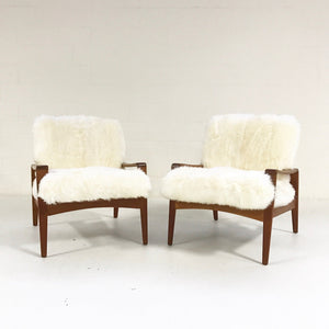 Danish Lounge Chairs by Arne Wahl Iverson for Komfort in Sheepskin