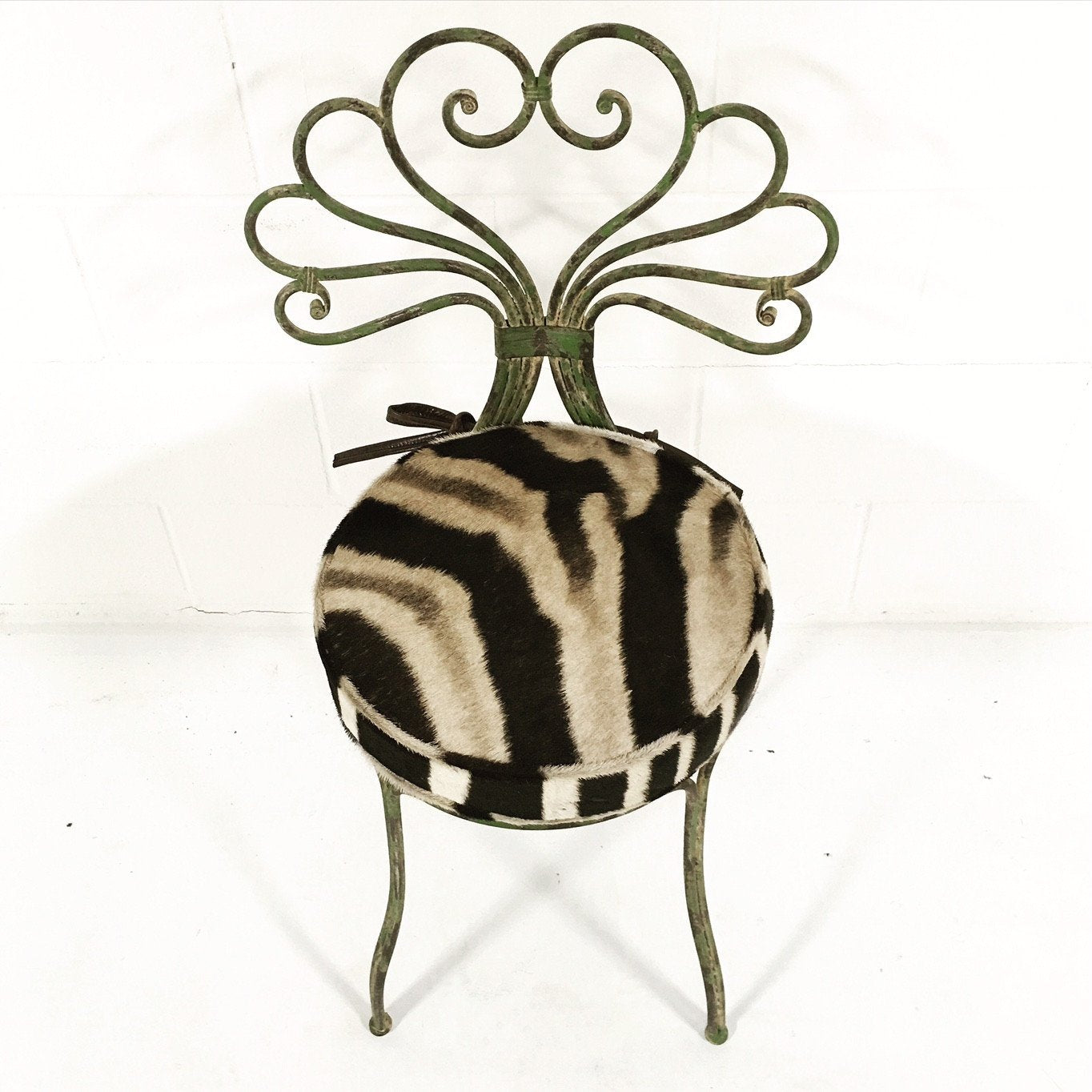 FRENCH STYLE GARDEN CHAIR WITH ZEBRA HIDE CUSHION
