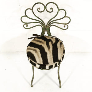 FRENCH STYLE GARDEN CHAIR WITH ZEBRA HIDE CUSHION