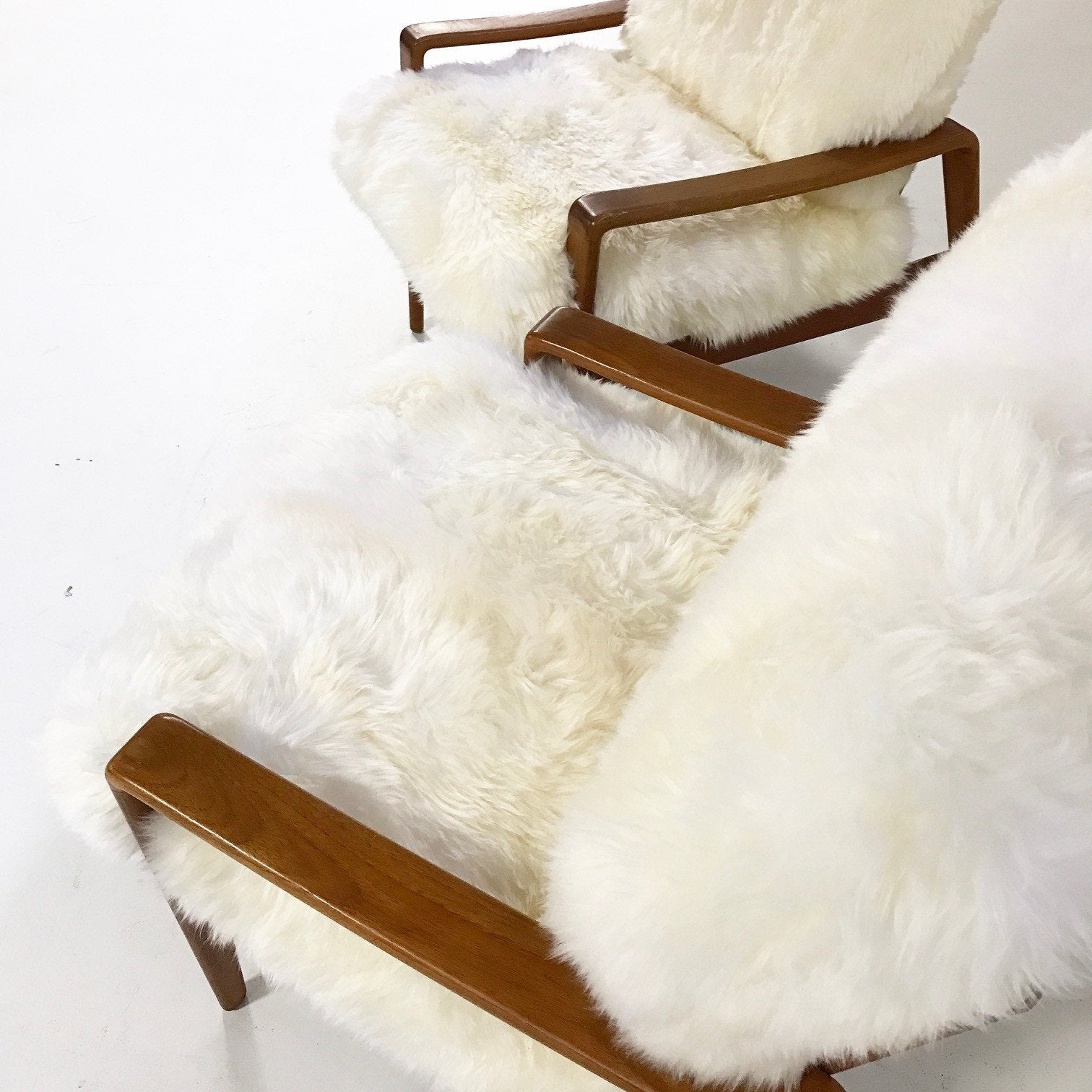 Danish Lounge Chairs by Arne Wahl Iverson for Komfort in Sheepskin