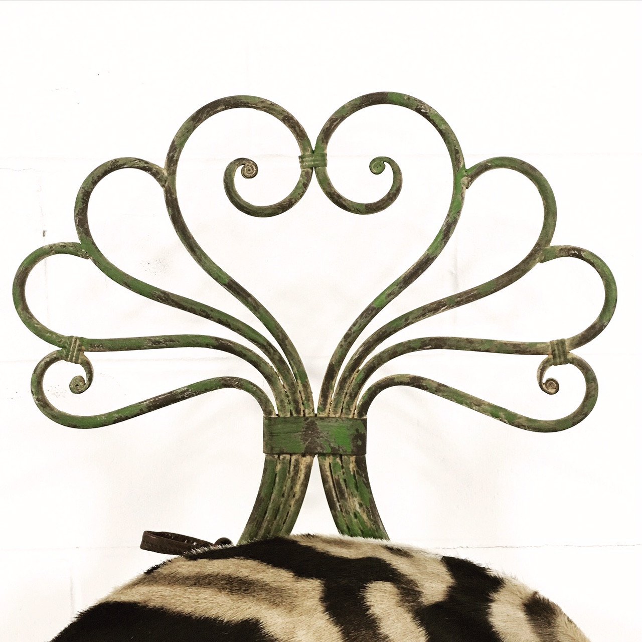 FRENCH STYLE GARDEN CHAIR WITH ZEBRA HIDE CUSHION