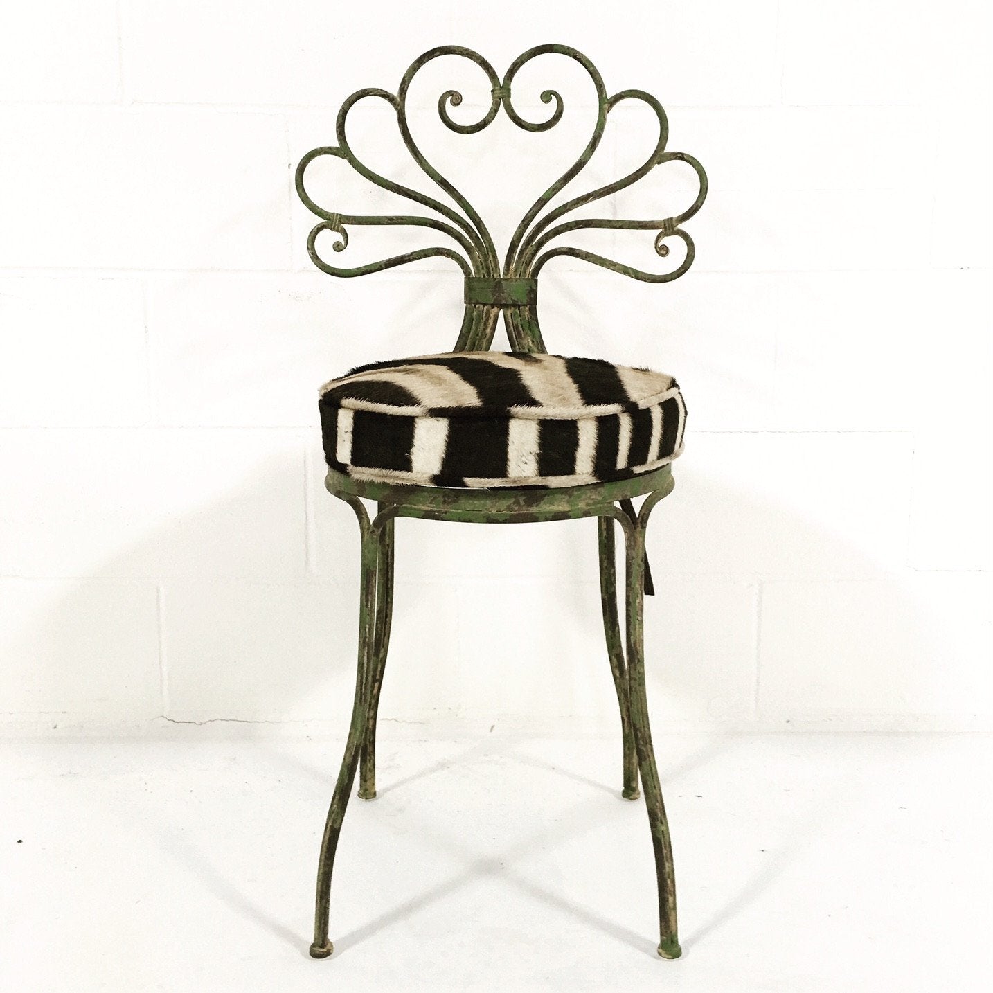 FRENCH STYLE GARDEN CHAIR WITH ZEBRA HIDE CUSHION