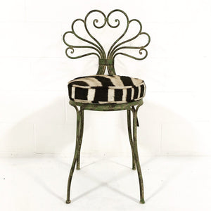 FRENCH STYLE GARDEN CHAIR WITH ZEBRA HIDE CUSHION