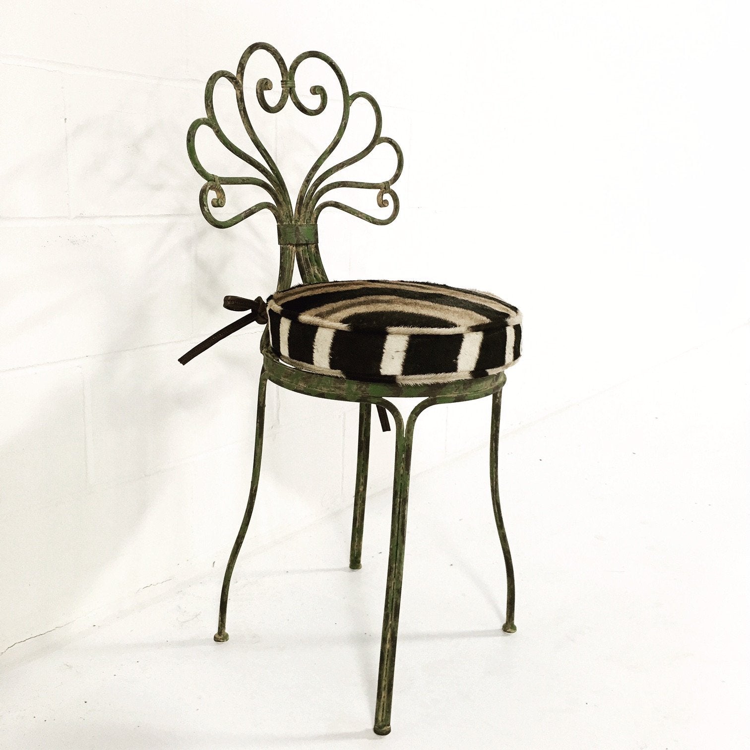 FRENCH STYLE GARDEN CHAIR WITH ZEBRA HIDE CUSHION