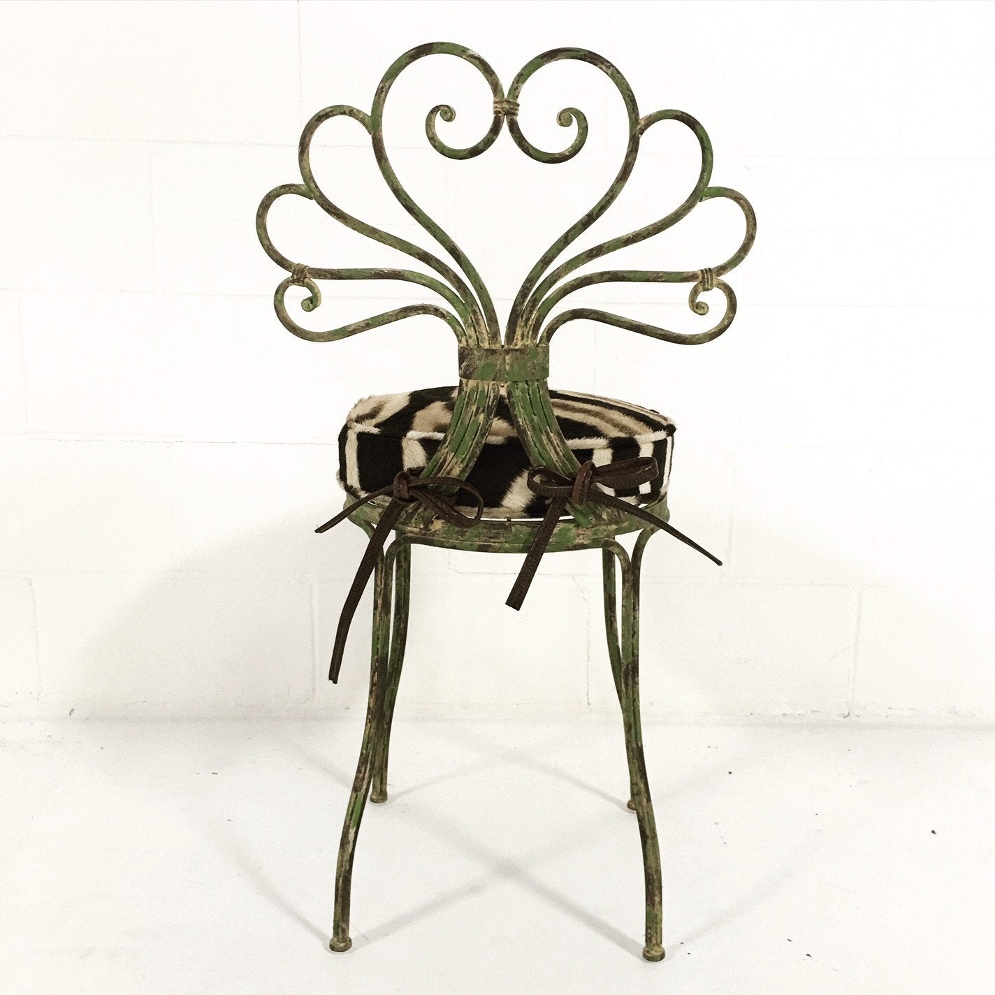 FRENCH STYLE GARDEN CHAIR WITH ZEBRA HIDE CUSHION