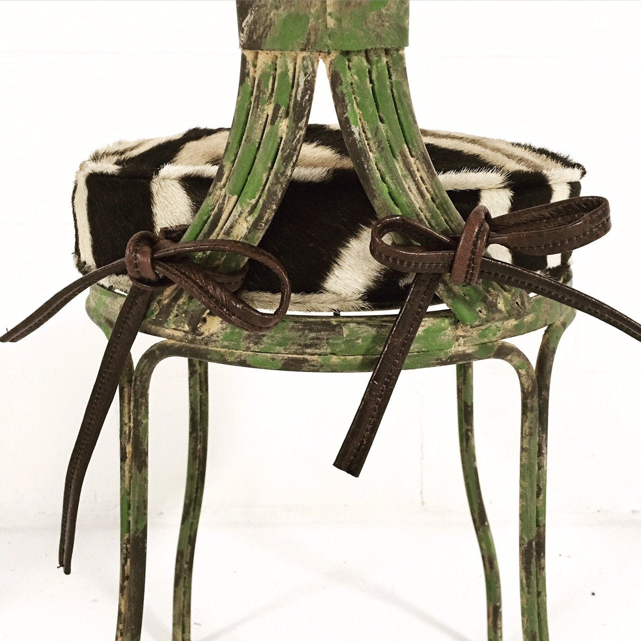 FRENCH STYLE GARDEN CHAIR WITH ZEBRA HIDE CUSHION