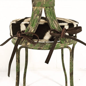 FRENCH STYLE GARDEN CHAIR WITH ZEBRA HIDE CUSHION