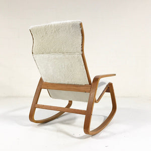 Ingmar Relling for Westnofa of Norway Danish Modern Rocking Chair in Ivory Cowhide