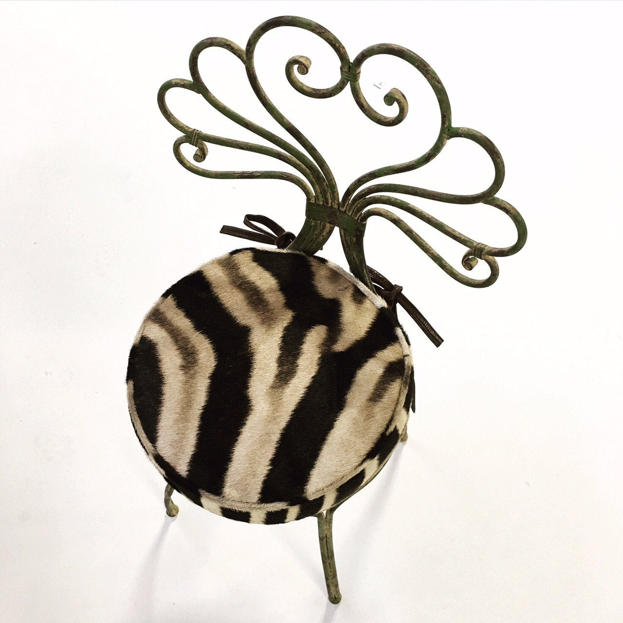 FRENCH STYLE GARDEN CHAIR WITH ZEBRA HIDE CUSHION
