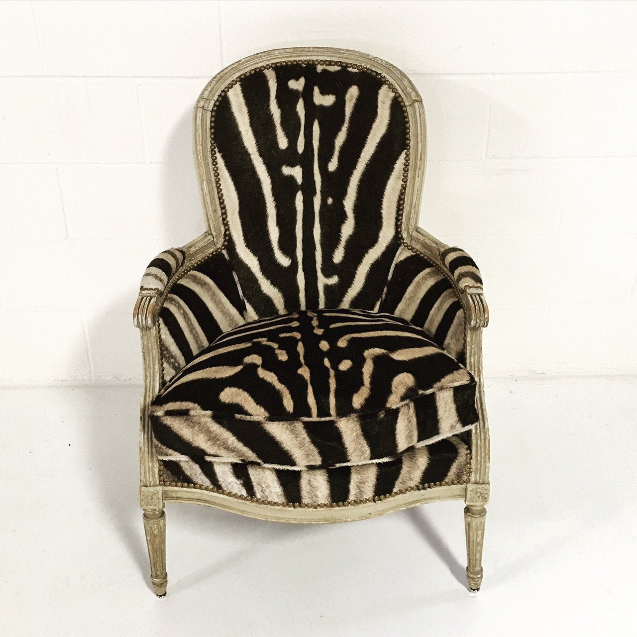 Louis XV Bergere in Zebra Hide