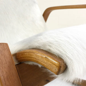 Ingmar Relling for Westnofa of Norway Danish Modern Rocking Chair in Ivory Cowhide