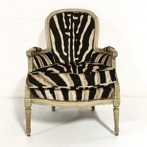 Louis XV Bergere in Zebra Hide