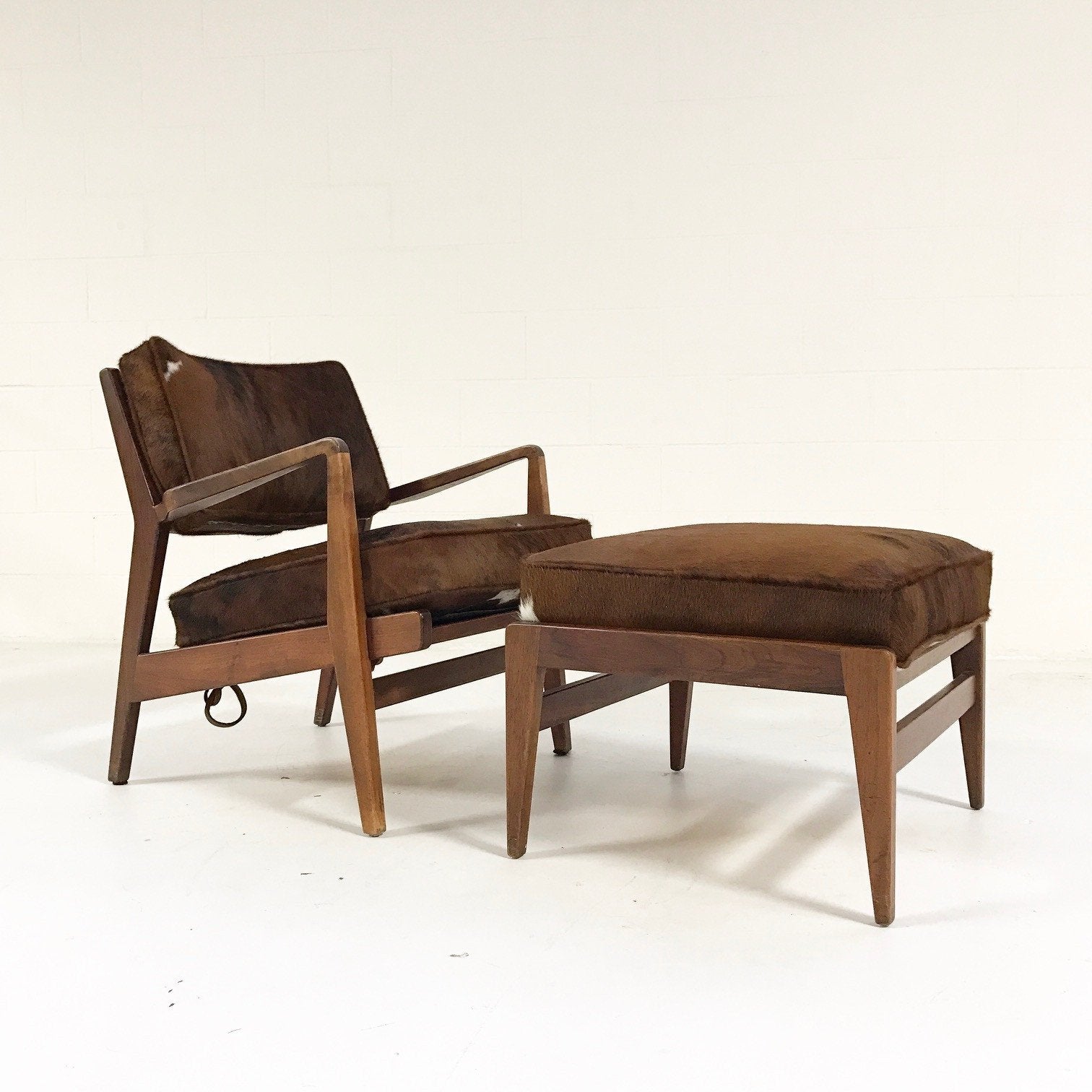 Jens Risom Lounge Chair & Ottoman in Brazilian Cowhide