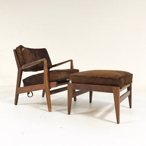 Jens Risom Lounge Chair & Ottoman in Brazilian Cowhide
