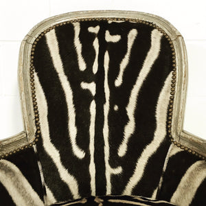 Louis XV Bergere in Zebra Hide