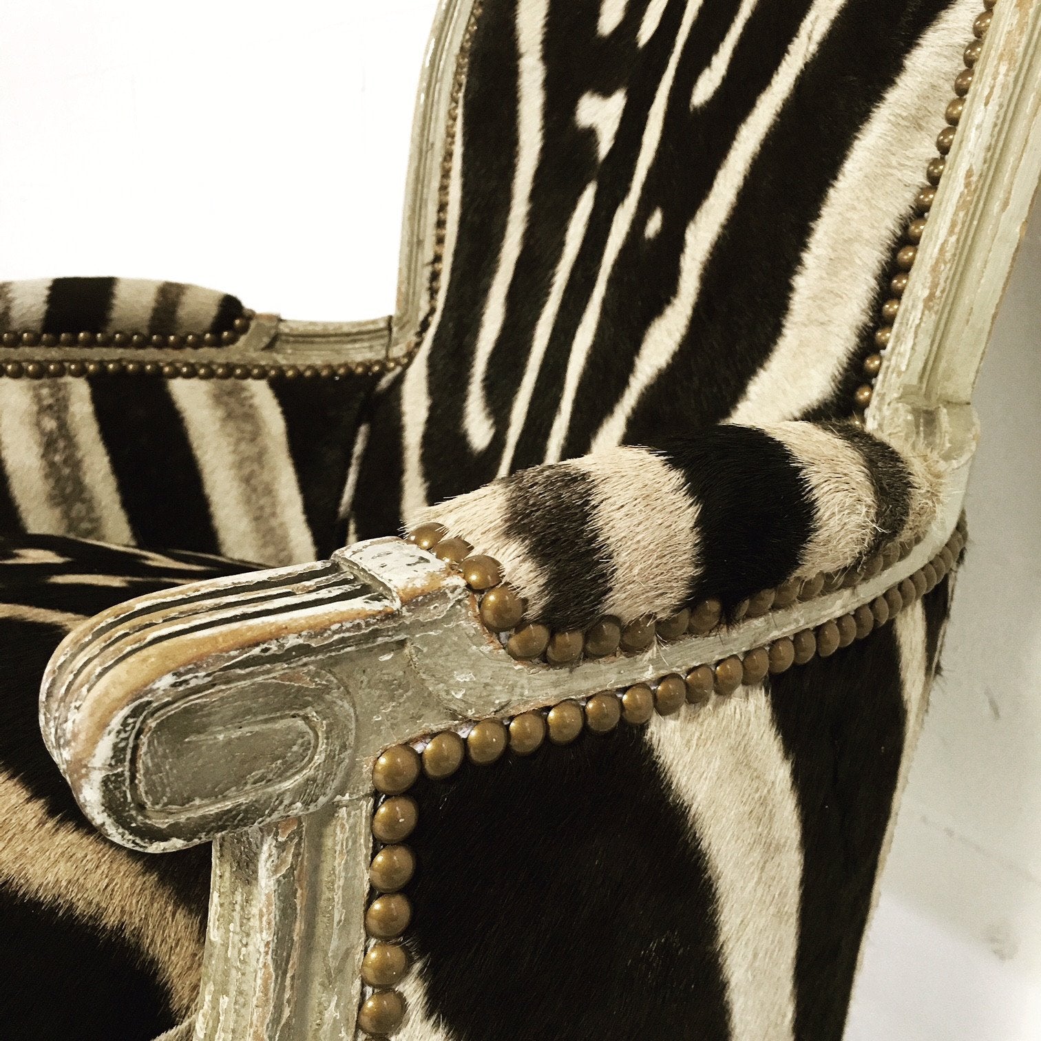 Louis XV Bergere in Zebra Hide