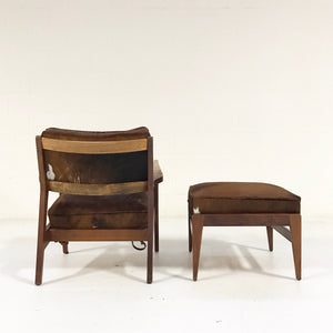 Jens Risom Lounge Chair & Ottoman in Brazilian Cowhide