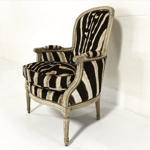 Louis XV Bergere in Zebra Hide
