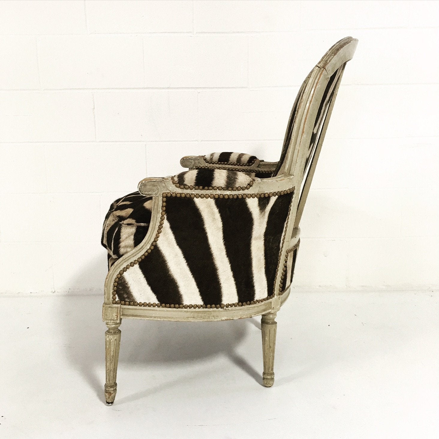 Louis XV Bergere in Zebra Hide