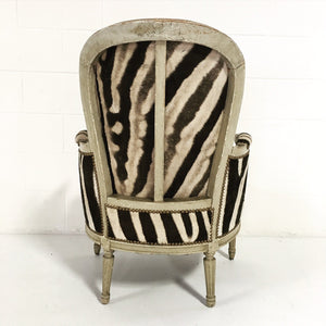 Louis XV Bergere in Zebra Hide