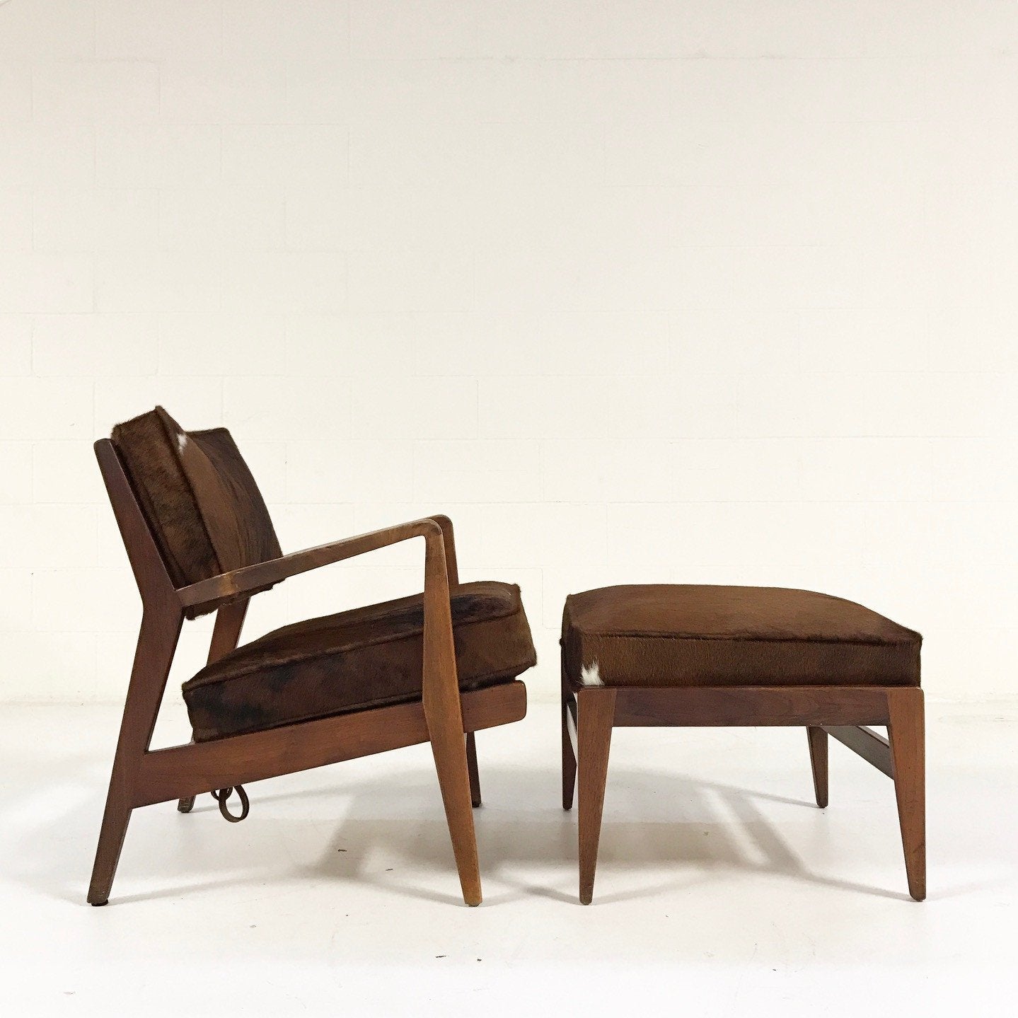 Jens Risom Lounge Chair & Ottoman in Brazilian Cowhide