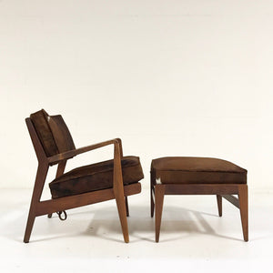 Jens Risom Lounge Chair & Ottoman in Brazilian Cowhide