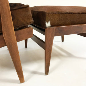 Jens Risom Lounge Chair & Ottoman in Brazilian Cowhide